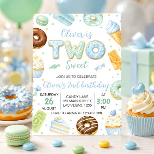 Two Sweet Pastel Donut Birthday Party Invitation