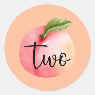 Two Sweet Peach 2nd Birthday Classic Round Sticker