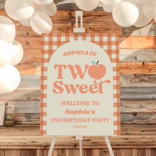Two Sweet Peach 2nd Birthday Party Welcome Sign