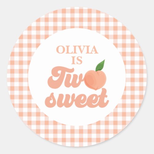Two Sweet Peach Birthday Classic Round Sticker
