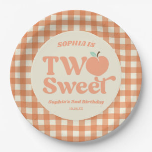 Two Sweet Peach Fruit Second 2nd Birthday Party Paper Plates