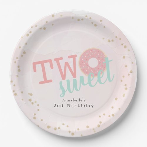 Two Sweet Pink Donut Girls 2nd Birthday Paper Plates