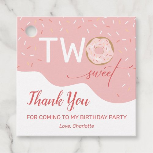 Two Sweet Pink Frosting Girls Birthday Thank You Favor Tags