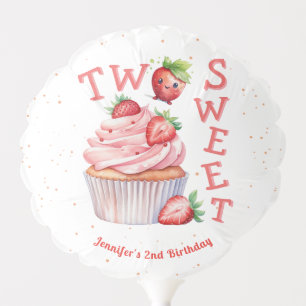 TWO Sweet! Pink Girl Strawberry 2nd Birthday Balloon