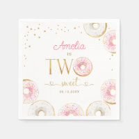Two Sweet Pink Gold Donuts Birthday