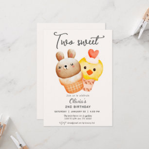 Two sweet second birthday  invitation