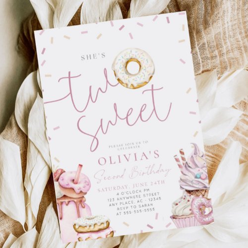 Two Sweet Second Birthday Invitation for Girl Boho