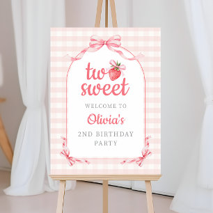Two Sweet Strawberries 2nd Birthday Welcome Foam Board