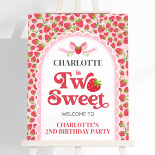 Two Sweet Strawberry 2nd Birthday 16x20 Welcome Foam Board