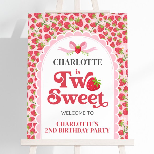 Two Sweet Strawberry 2nd Birthday 16x20 Welcome Foam Board (Two Sweet Strawberry 2nd Birthday 16x20 Welcome Foam Board)