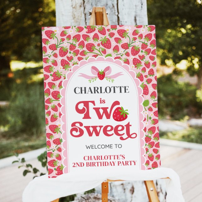Two Sweet Strawberry 2nd Birthday 18x24 Welcome Foam Board (Two Sweet Strawberry 2nd Birthday 18x24 Welcome Foam Board)