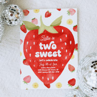 Two Sweet Strawberry 2nd Birthday Invitations