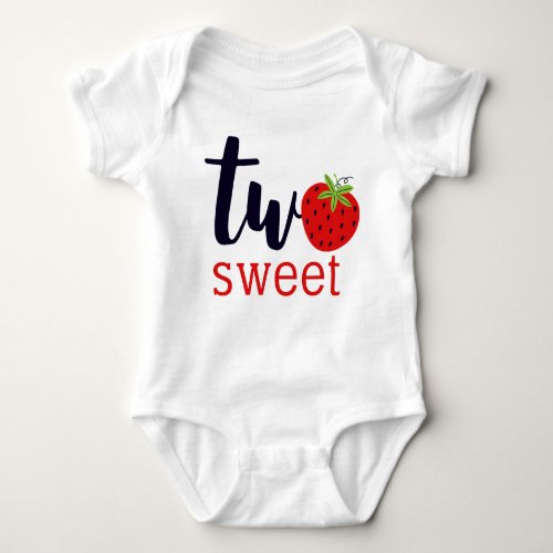 TWO Sweet Strawberry Birthday Girl 2nd Year Party Baby Bodysuit