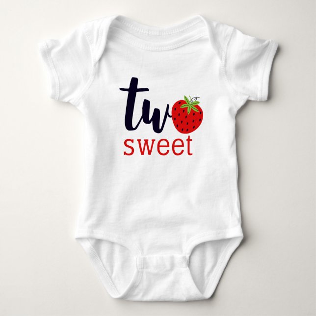 TWO Sweet Strawberry Birthday Girl 2nd Year Party Baby Bodysuit (Front)