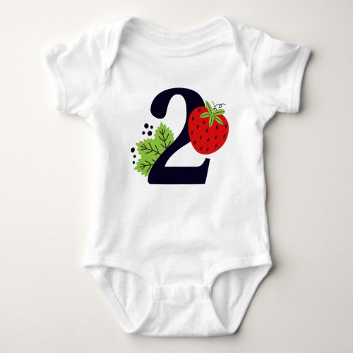TWO Sweet Strawberry Birthday Girl 2nd Year Party  Baby Bodysuit