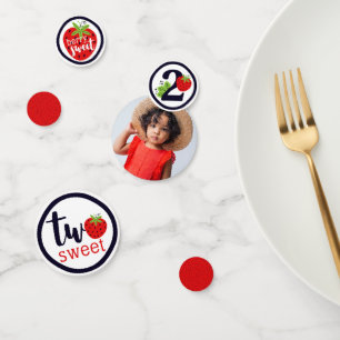 TWO Sweet Strawberry Birthday Girl 2nd Year Party Confetti