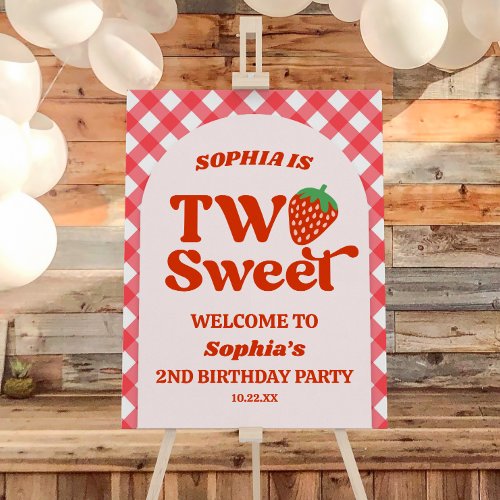 Two Sweet Strawberry Birthday Party Welcome Sign