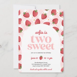 Two Sweet Strawberry Girl 2nd Birthday Invitation