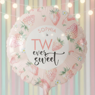 Two sweet strawberry kids birthday balloon