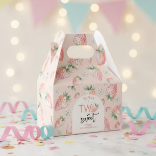 Two sweet strawberry kids birthday favor boxes