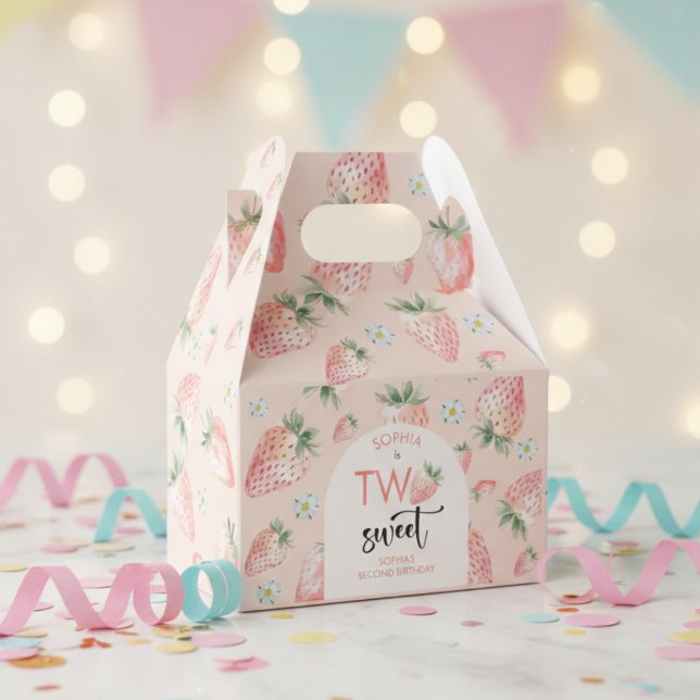 Two sweet strawberry kids birthday favor boxes (Creator Uploaded)
