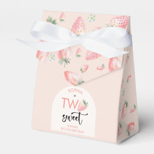 Two sweet strawberry kids birthday favor boxes