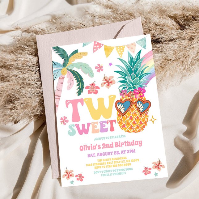 Two Sweet Summer Party 2nd Birthday Invitation (Creator Uploaded)