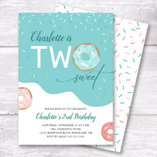 Two Sweet Teal Girls 2nd Birthday Invitation