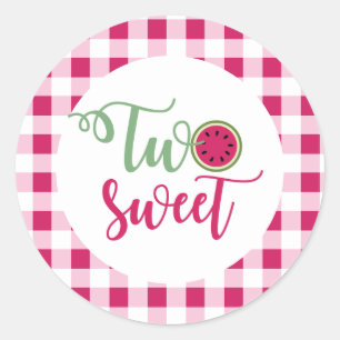 Two Sweet Watermelon 2nd Birthday Classic Round Sticker