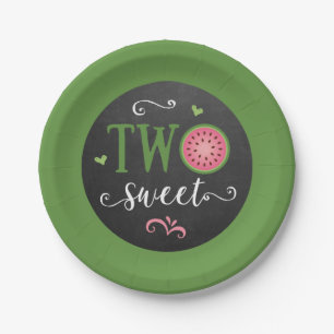 Two Sweet Watermelon 2nd Birthday Paper Plate