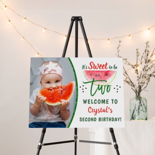 Two Sweet Watermelon 2nd Birthday Welcome Photo Foam Board