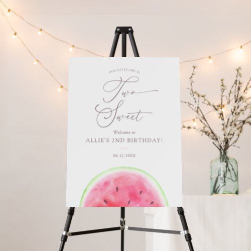 Two Sweet Watermelon 2nd Birthday Welcome Sign