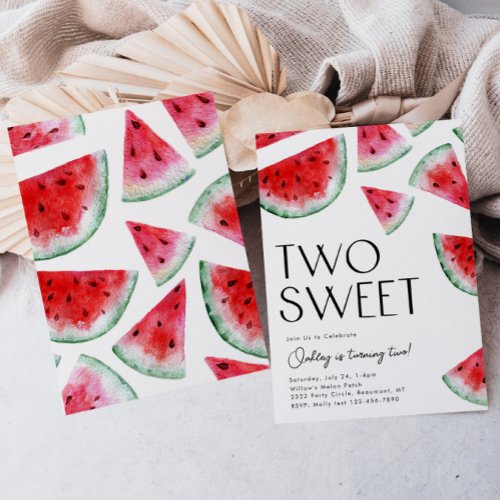 Two Sweet Watermelon Birthday Invitation