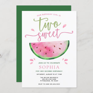 Two Sweet Watermelon Birthday Invitation