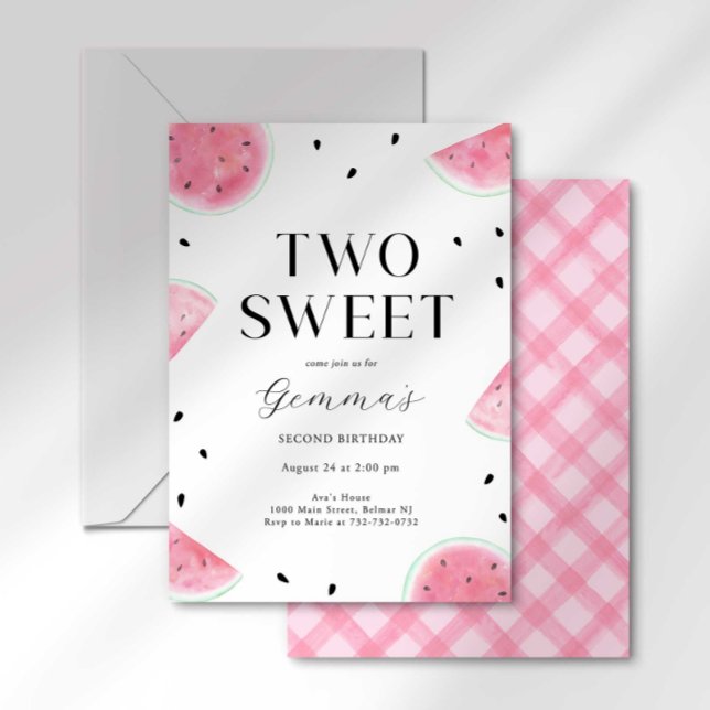 Two Sweet Watermelon Second Birthday Invitation (Creator Uploaded)