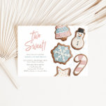 Two Sweet Winter Birthday Invitation<br><div class="desc">This invitation is "Two Sweet" featuring assorted iced cookies for a winter/Christmas themed two year old birthday party. The left side of the card showcases a watercolor Christmas tree, snowman, snowflake, candy cane, and star cookies with pastel blue and pink icing and sprinkles. The party details are in a vintage...</div>