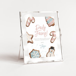 Two Sweet Winter Birthday Party Favor Sign Invitation