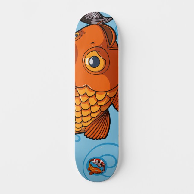 Two Swimming Fish Friends Cartoon Koi Carp Skateboard (Front)