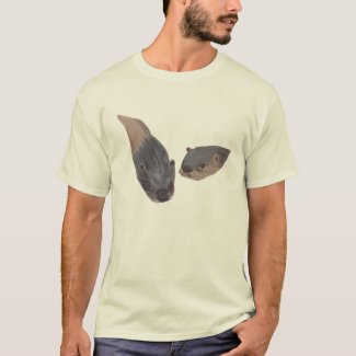 Two Swimming Otters Painting Tee Shirts