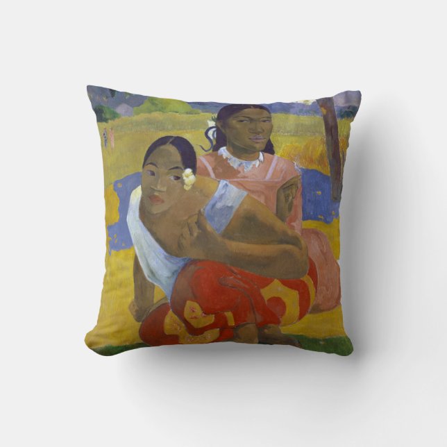 Two Tahitian Women, Gauguin Throw Pillow (Front)