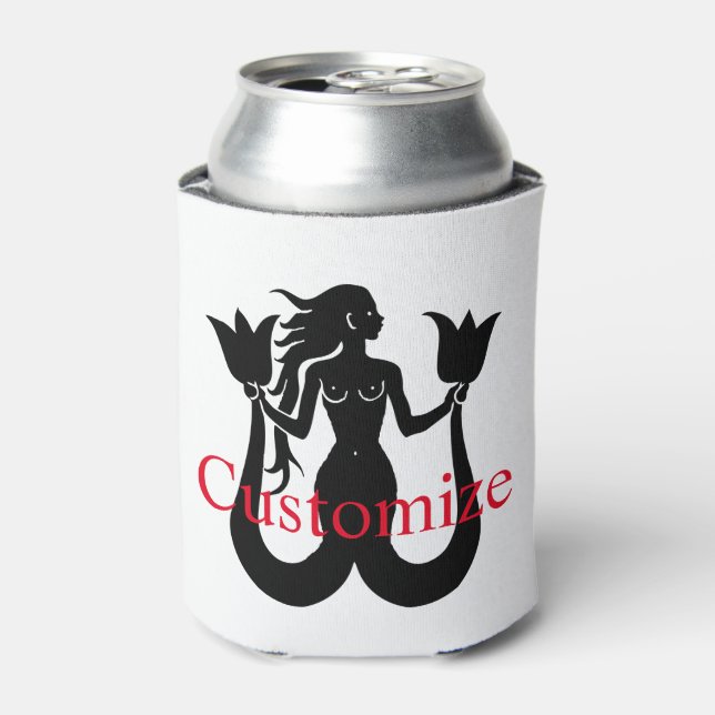  Two Tail Mermaid Silhouette Thunder_Cove Can Cooler (Can Front)