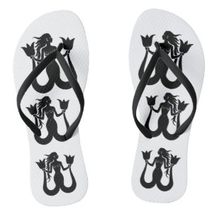 Two-Tail Mermaid Silhouette Thunder_Cove Flip Flops