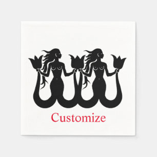  Two Tail Mermaid Silhouette Thunder_Cove  Napkins