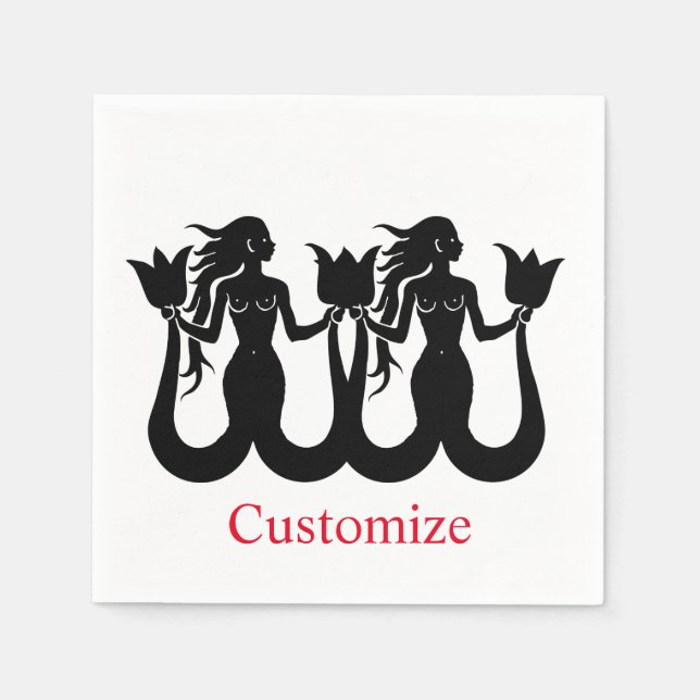  Two Tail Mermaid Silhouette Thunder_Cove  Napkins (Front)