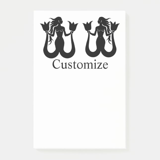  Two-Tail Mermaid Silhouette Thunder_Cove Post-it Notes (Front)