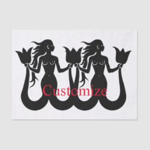 Two Tail Mermaid Silhouette Thunder_Cove Tissue Paper