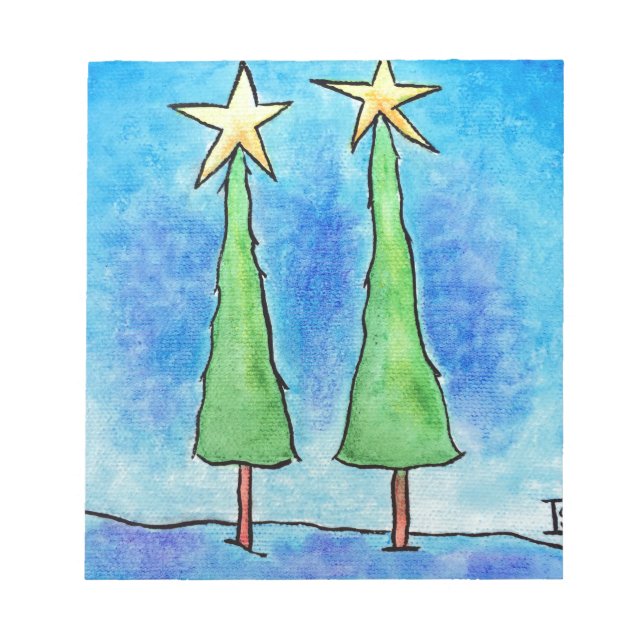 Two Tall Christmas Trees Notepad (Front)