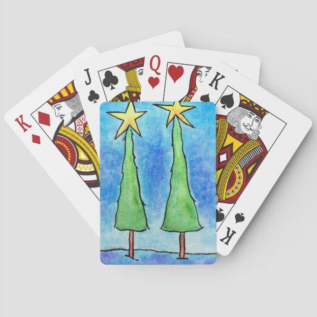 Two Tall Christmas Trees Poker Cards (Back)