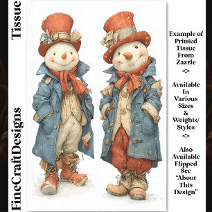 Two Tall Quirky Watercolor Snowmen DS5R Decoupage Tissue Paper