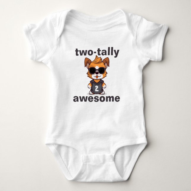 Two-tally awesome Boy 2nd Birthday Party Baby Bodysuit (Front)